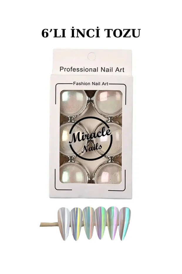 MİRACLE NAİLS 6’Lı Paket Inci Tozu Protez Tırnak Nail Art