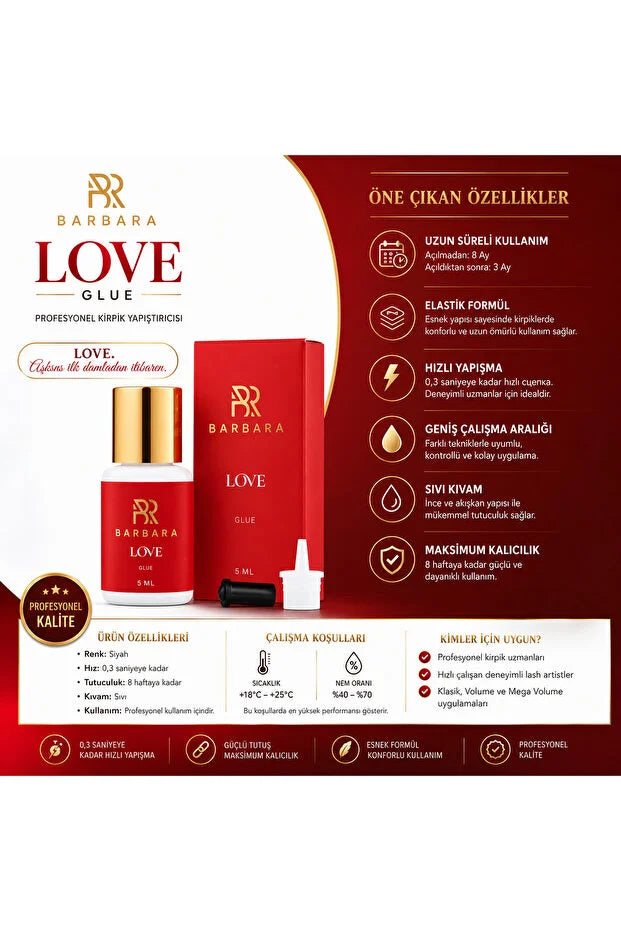 Dubai professional BARBARA LOVE GLUE 5 ML Profesyonel Kirpik Yapıştırıcısı