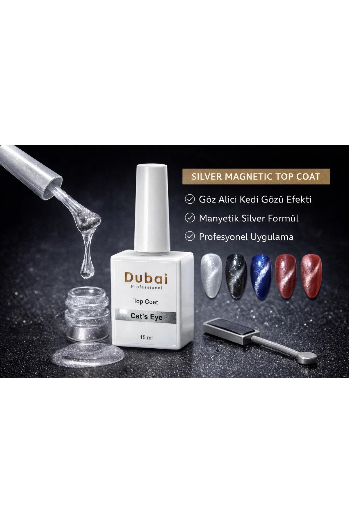 Cat’s Eye Silver Magnetic Top Coat 15 ml