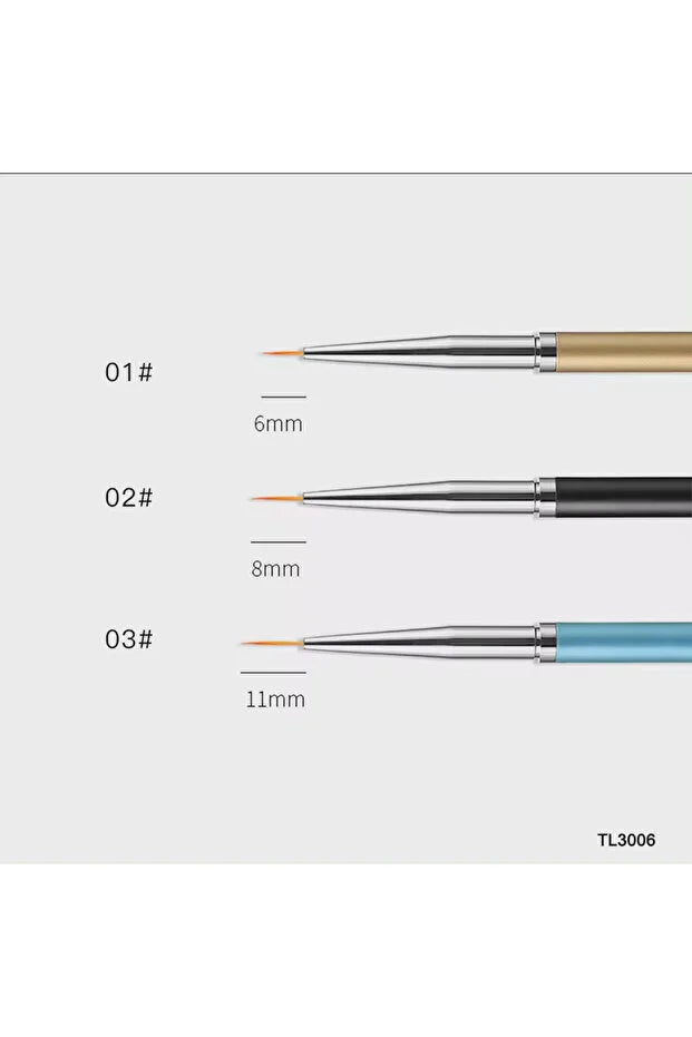 MİRACLE NAİLS 3'lü Nail Art Tırnak Desen Fırça Seti
